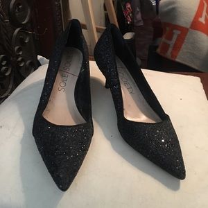 Sole Society Black Sparkly Kitten Heels